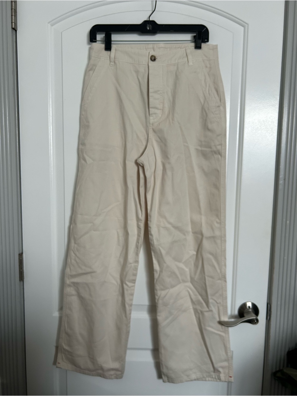 XiRENA 100% Cotton Wide Leg Pants Cream Size 26 90s Chic Fall Preppy Minimalist